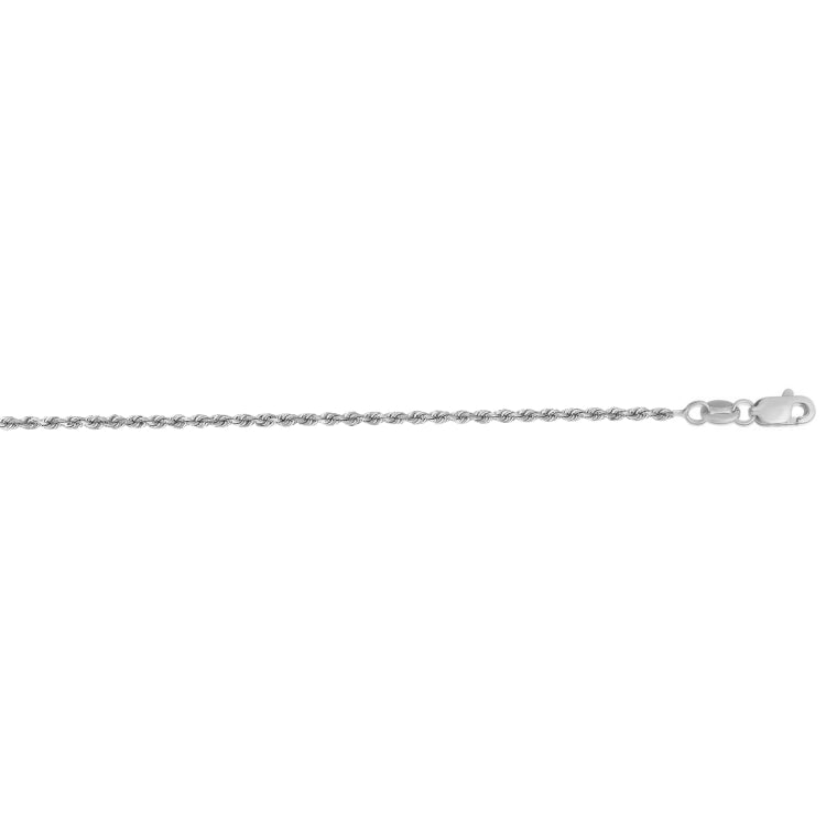 14K White Gold 20 1.4mm Diamond Cut Royal Rope 20 Chain with Lobster Lock