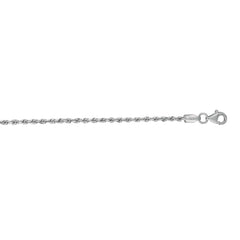 14K White Gold 1.8mm Diamond Cut Royal Rope 18 Chain with Lobster Lock