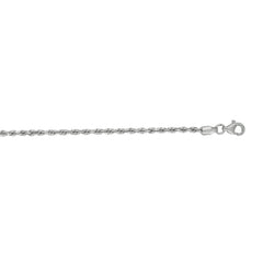 14K White Gold 2mm Diamond Cut Royal Rope 20 Chain with Lobster Lock