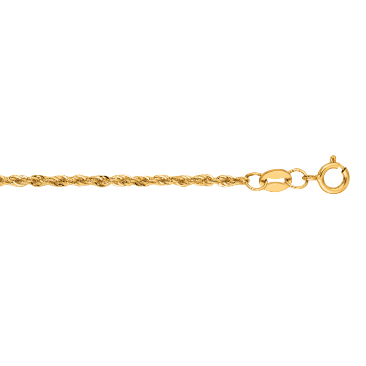 14K Yellow Gold 1.5mm Lite Rope 16 Chain with Lobster Lock