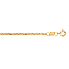 14K Yellow Gold 1.5mm Lite Rope 18 Chain with Lobster Lock