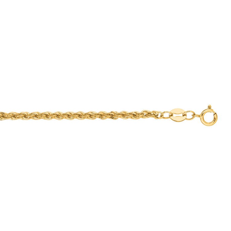 14K Yellow Gold 2mm Lite Rope 20 Chain with Lobster Lock
