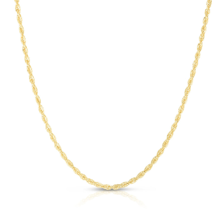 14K Yellow Gold 2.5mm Lite Rope 16 Chain with Lobster Lock