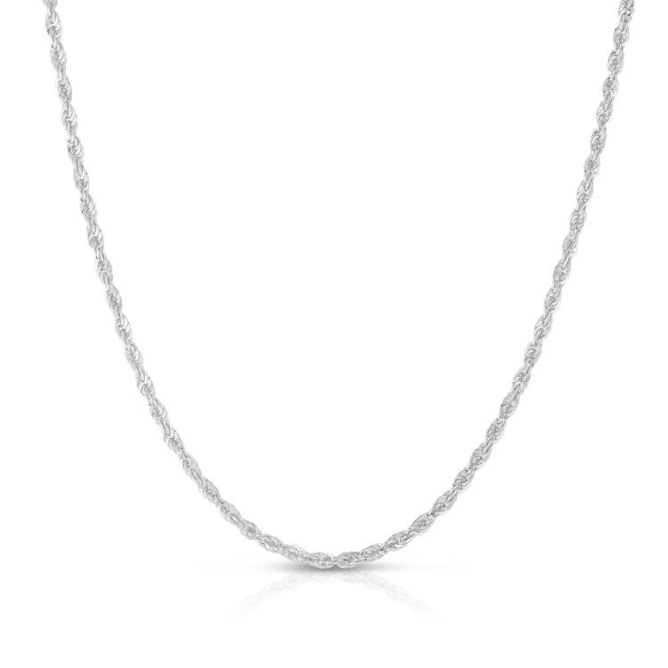 14K White Gold 2mm Lite Rope 18 Chain with Lobster Lock