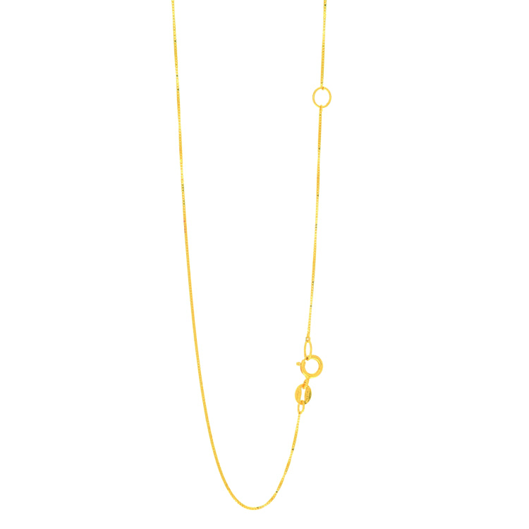 14K Yellow Gold 0.6mm Extendable Box 18 Chain (Jump Ring at 16 inch) with Spring Ring