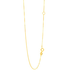 14K Yellow Gold 0.6mm Extendable Box 18 Chain (Jump Ring at 16 inch) with Spring Ring