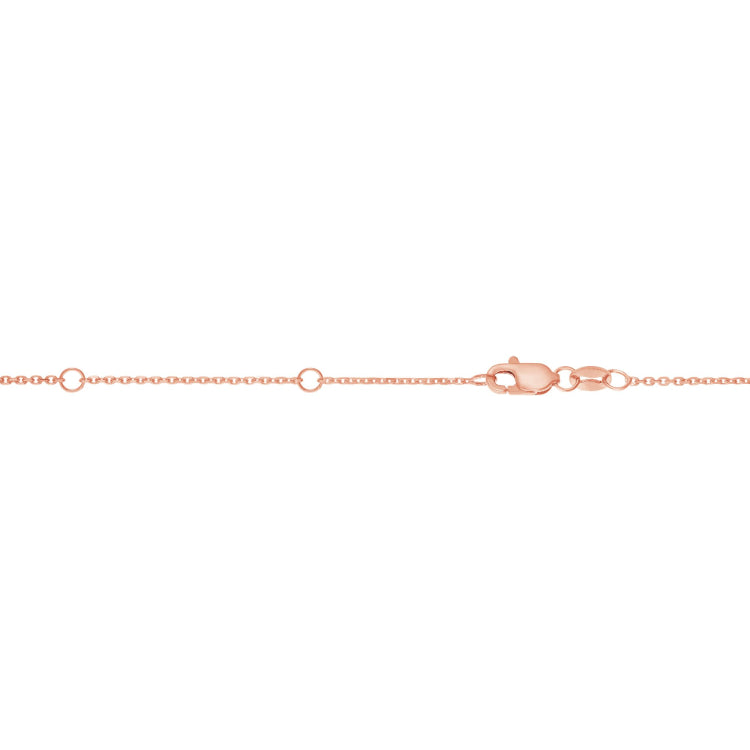 14K Rose Gold 0.87mm Double Extendable Diamond Cut Cable 18 Chain with Lobster Lock. Jump Ring at 16 and 17 inch.