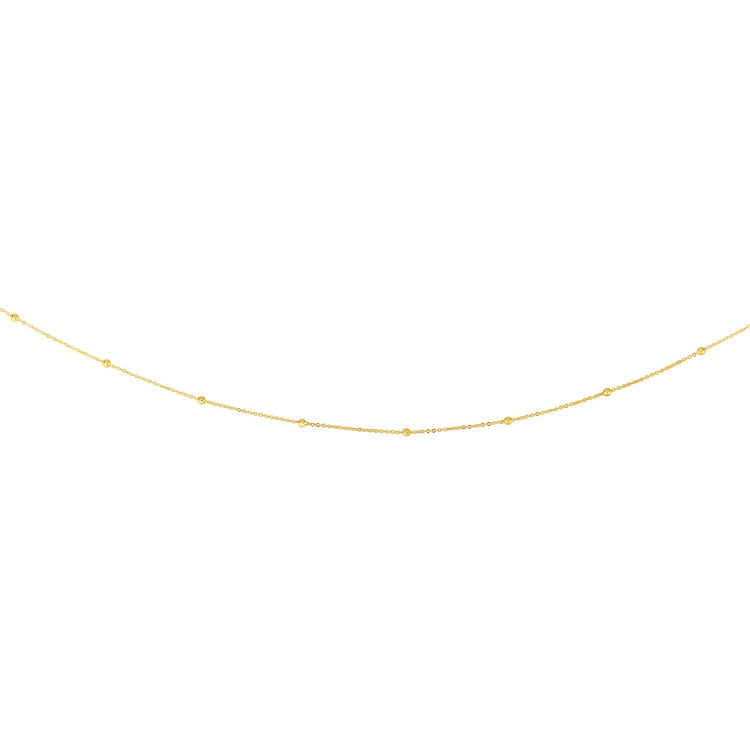14K Yellow Gold 1.8mm Polished Bead Saturn 18 Chain with Spring Ring Clasp