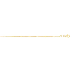 14K Yellow Gold 1.3mm Polished Bar Station Saturn 20 Chain with Lobster Lock