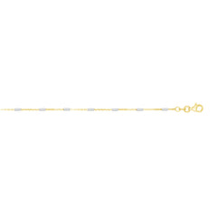 14K Gold 1.4mm Two-tone Polished Bar Station Saturn 16 Chain with Lobster Lock