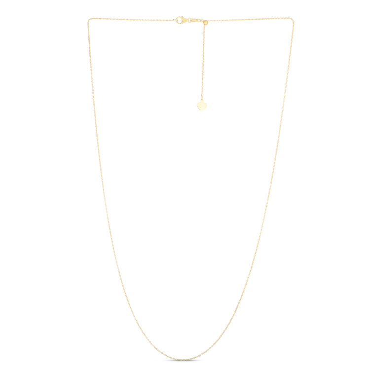 14K Yellow Gold 0.97mm Adjustable Cable 22 Chain with Lobster Lock
