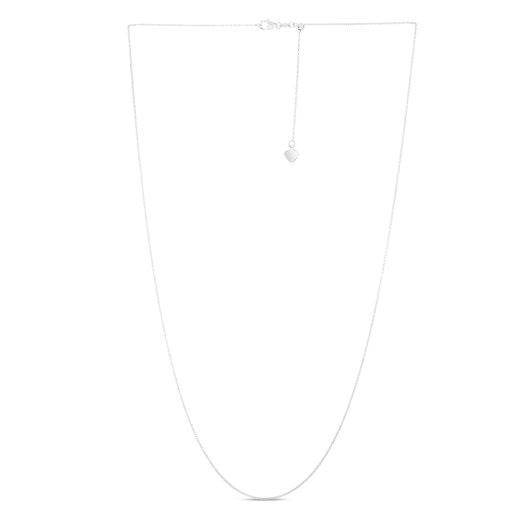 14K White Gold 0.97mm Adjustable Cable 22 Chain with Lobster Lock