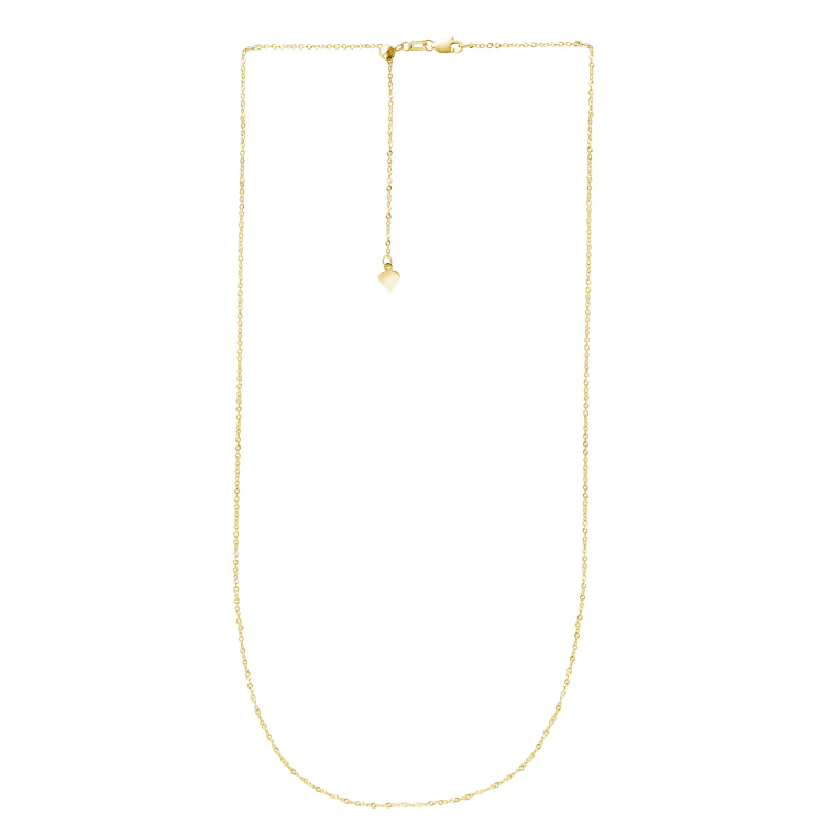 14K Yellow Gold 1.4mm Adjustable Singapore 22 Chain with Lobster Lock