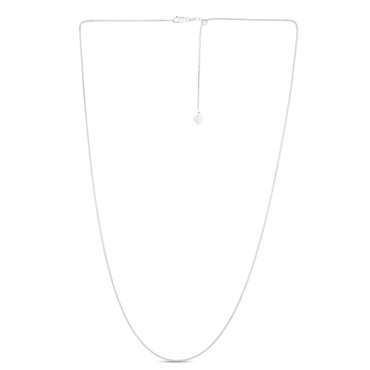 14K White Gold 1mm Adjustable Franco 22 Chain with Lobster Lock