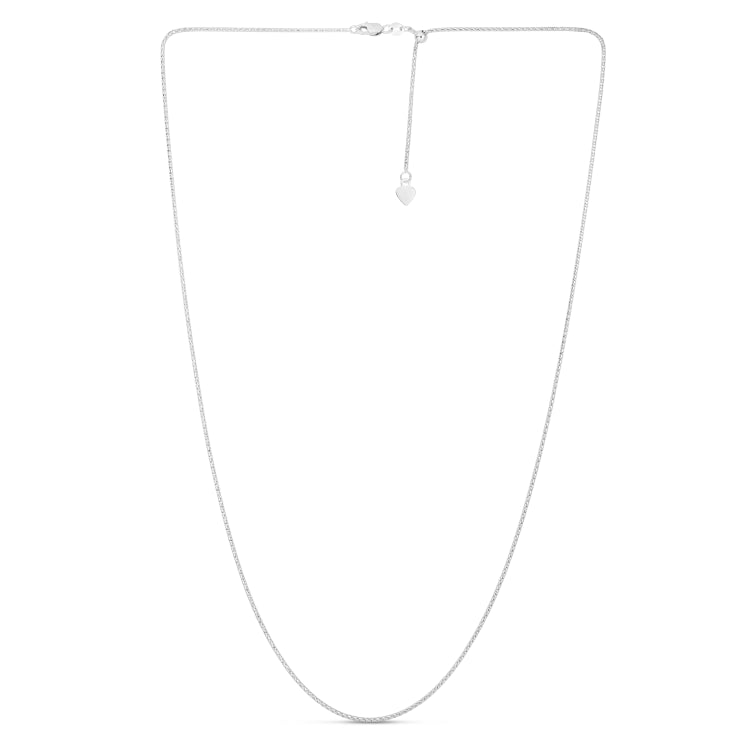 14K White Gold 1.3mm Adjustable Popcorn 22 Chain with Lobster Lock