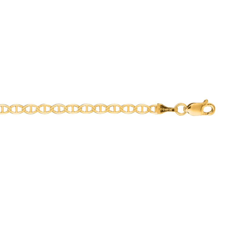14K Yellow Gold 10 3.2mm Mariner Chain Anklet