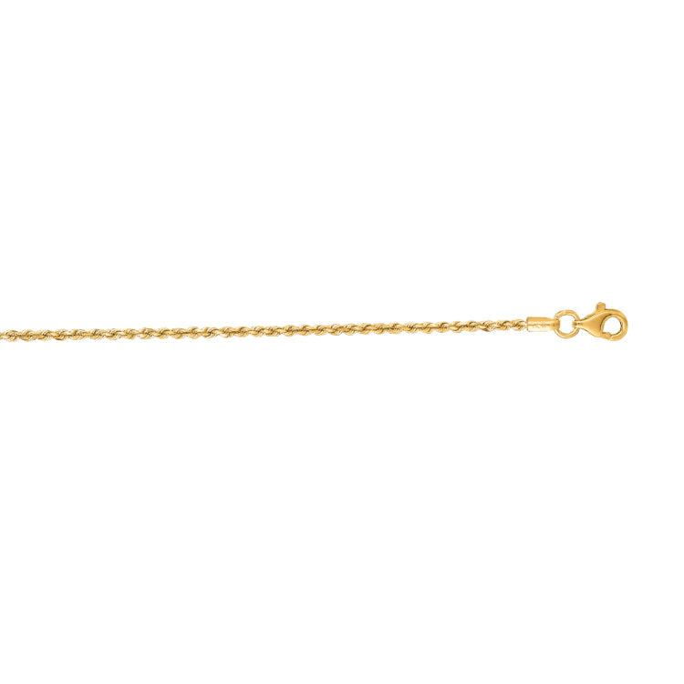 14K Yellow Gold 22 1.6mm Royal Rope Chain with Lobster Lock