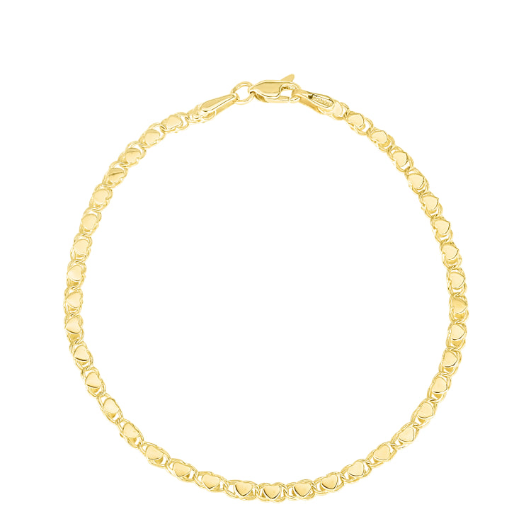 14K Yellow Gold 3mm Heart 16 Chain with Lobster Lock