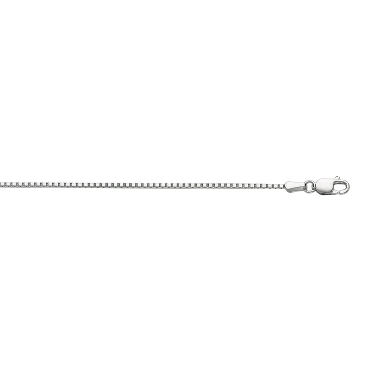 10K White Gold  1.2mm Octagonal Box 18 Chain with Lobster Lock