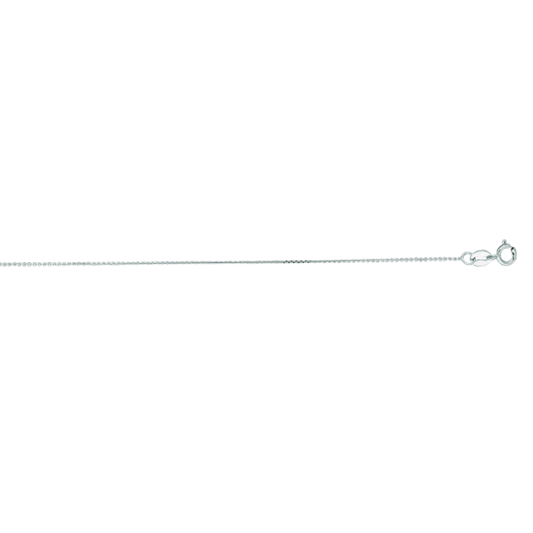10K White Gold .5mm Diamond Cut Flat Cable 18 Chain with Spring Ring
