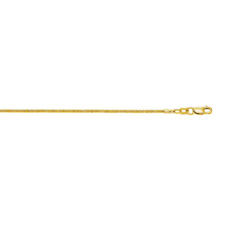10K Yellow Gold 1.5mm Sparkle 10 Chain Anklet with Lobster Lock