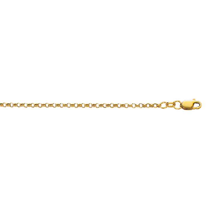 10K Yellow Gold 2.4mm Lite Rolo 16 Chain with Lobster Lock