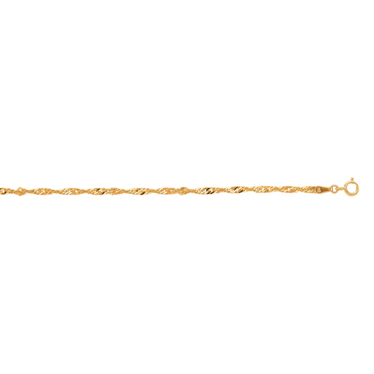 10K Yellow Gold 2.2mm Singapore 22 Chain with Spring Ring Clasp