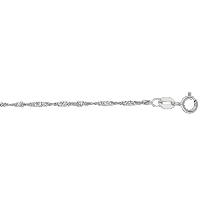 10K White Gold 1.5mm Singapore 16 Chain with Spring Ring Clasp