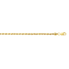 10K Yellow Gold 2.0mm Diamond Cut Lite Rope 20 Chain with Lobster Lock
