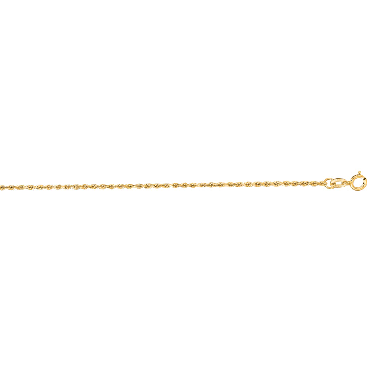 10K Yellow Gold 1.4mm Solid Diamond Cut Royal Rope 20 Chain with Spring Ring Clasp