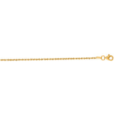 10K Yellow Gold 1.6mm Solid Diamond Cut Royal Rope 24 Chain with Lobster Lock