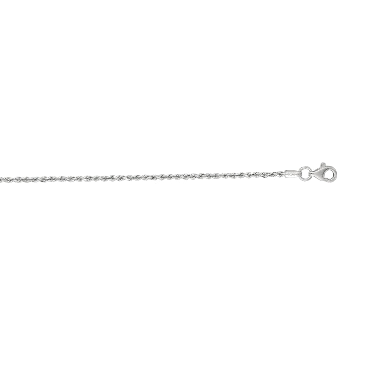 10K White Gold 1.6mm Solid Diamond Cut Royal Rope 18 Chain with Lobster Lock