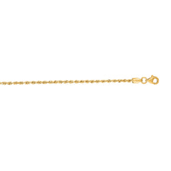 10K Yellow Gold 1.8mm Solid Diamond Cut Royal Rope 24 Chain with Lobster Lock