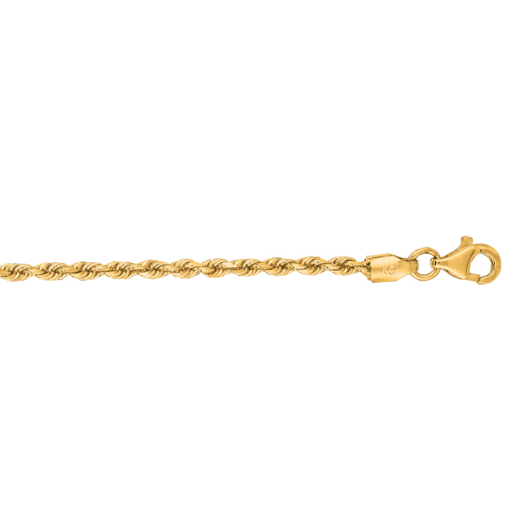 10K Yellow Gold 2mm Solid Diamond Cut Royal Rope 18 Chain with Lobster Lock