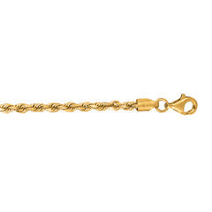 10K Yellow Gold 2.75mm Solid Diamond Cut Royal Rope 18 Chain with Lobster Lock