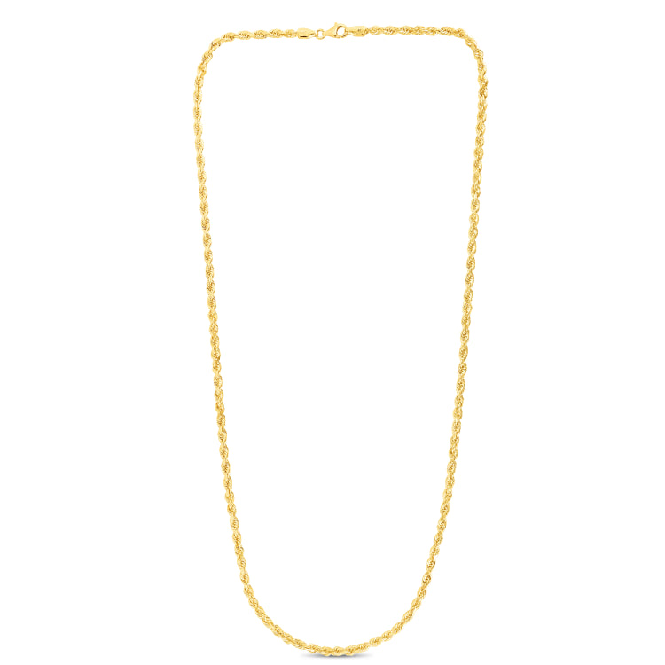 10K Yellow Gold 3.5mm Solid Diamond Cut Royal Rope 22 Chain with Lobster Lock