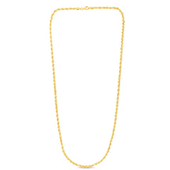 10K Yellow Gold 3.5mm Solid Diamond Cut Royal Rope 22 Chain with Lobster Lock