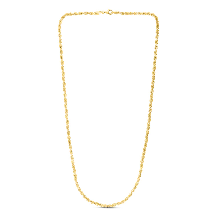 10K Yellow Gold 4.0mm Solid Diamond Cut Royal Rope 8 Chain Bracelet with Lobster Lock