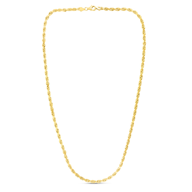 10K Yellow Gold 5.0mm Solid Diamond Cut Royal Rope 8 Chain Bracelet with Lobster Lock