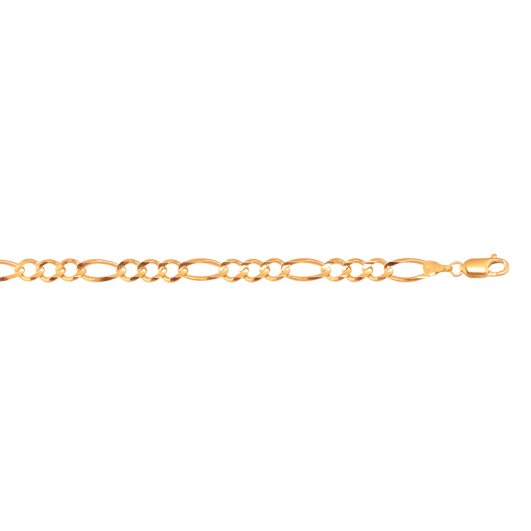 10K Yellow Gold 5.3mm Figaro 8.5 Chain Bracelet with Lobster Lock