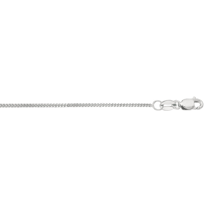 10K White Gold 1mm Gourmette 18 Chain with Lobster Lock