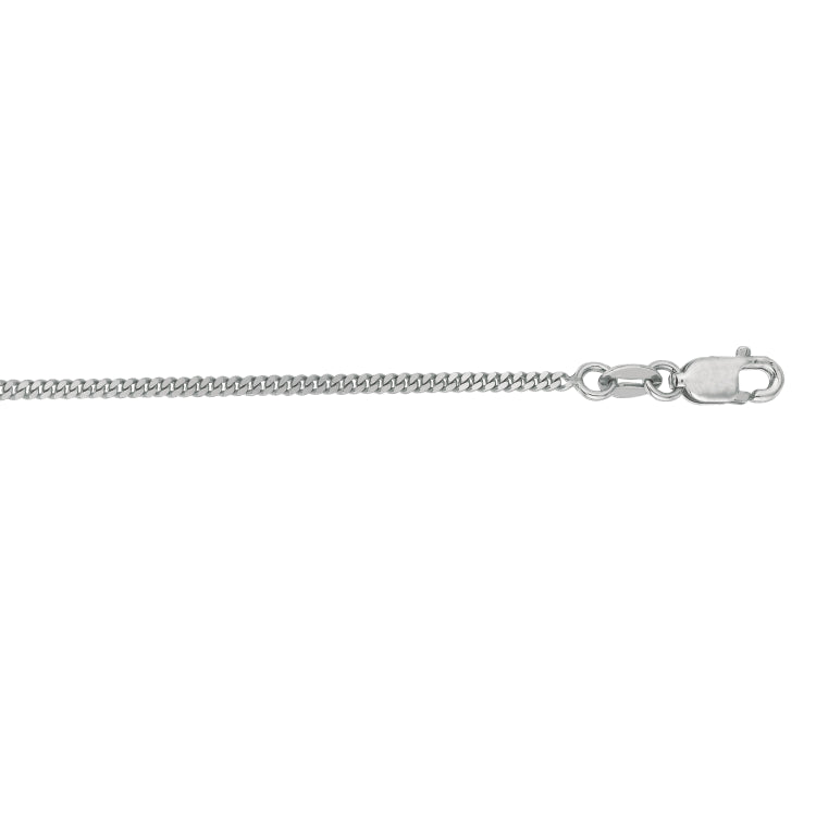 10K White Gold 1.4mm Gourmette 22 Chain with Lobster Lock