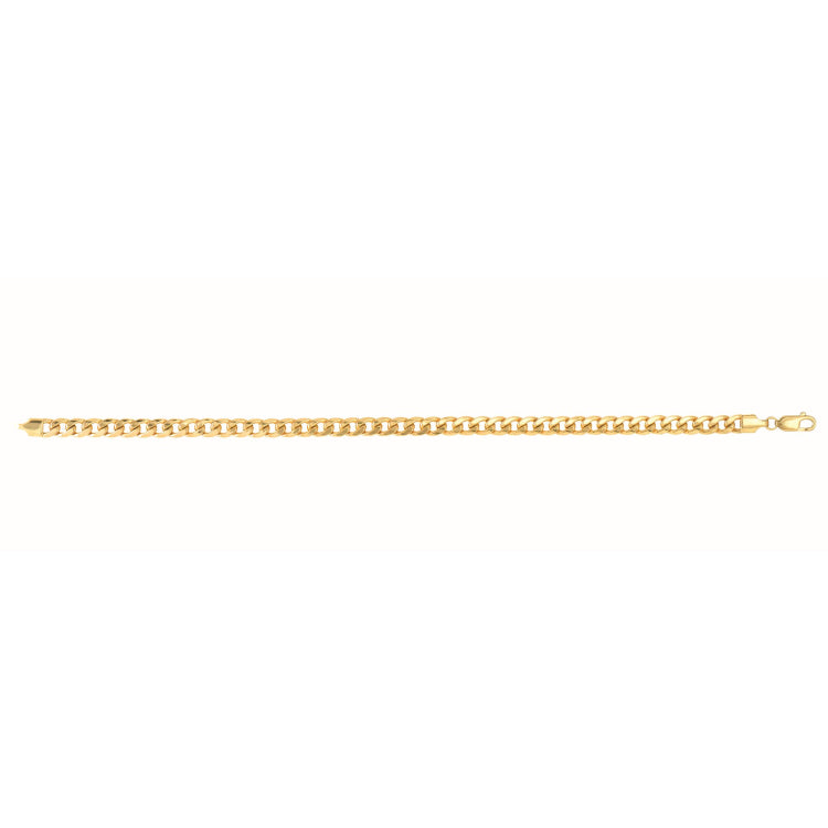 10K Yellow Gold 4.5mm Semi-Solid Miami 22 Chain with Lobster Lock