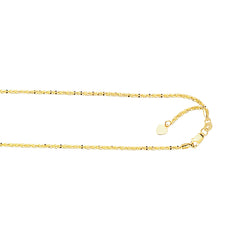 10K Yellow Gold 1.2mm Adjustable (adjusts up to 22 inches) Sparkle 22 Chain with Lobster Lock