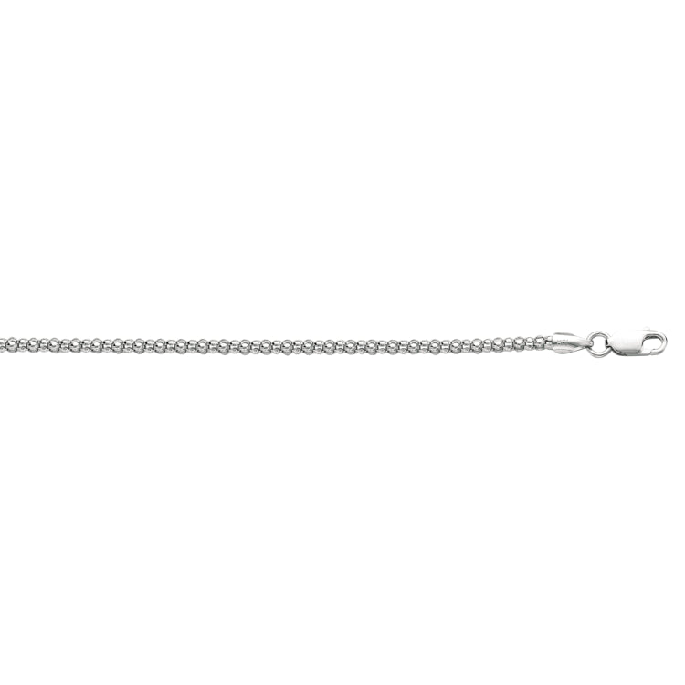 Sterling Silver 2.5mm Popcorn 20 Chain with Lobster Clasp