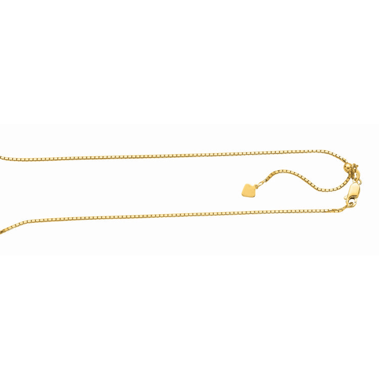Sterling Silver 1.4mm Adjustable Yellow Box 22 Chain with Lobster Clasp