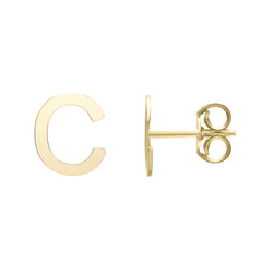 14K Yellow Gold Yours Truly Initial C Stud Earring