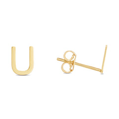 14K Yellow Gold Yours Truly Initial U Stud Earring