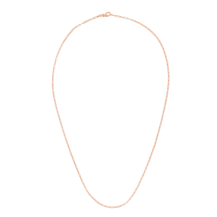 14K Rose Gold 1.5mm Paperclip 16 Chain with Lobster Lock