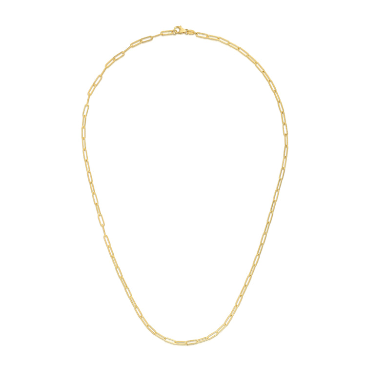 14K Yellow Gold 2.1mm Paperclip 18 Chain with Lobster Lock